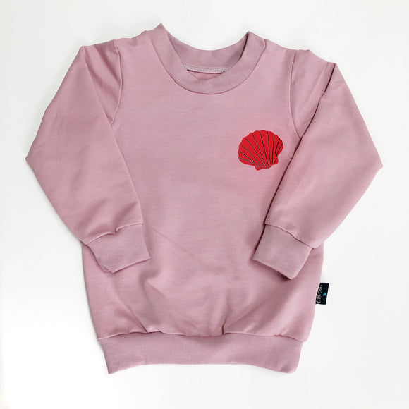 Women’s Blush Pink “Happy as a clam” shell Sweater