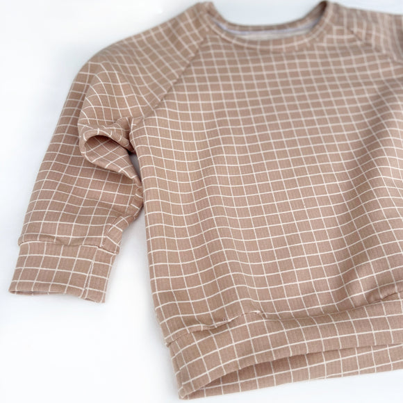 Brushed cotton checked oat jumper
