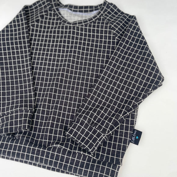 Brushed cotton checked black jumper