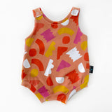 Peach speckled abstract summer romper