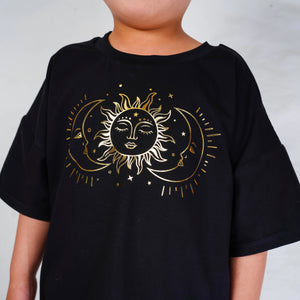 Gold sun and moon T Shirt
